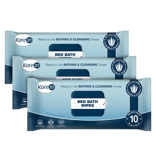 KareIn Bed Bath Wipes, Adult Wet Wipes, Adult Bath Wipes, Anti Bacterial, Ready To Use Cleansing Towels, Refreshing Sponge Bath Towel, For Men & Women, For Men & Women, 30 Wipes, Pack of 3