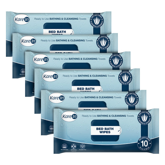 KareIn Bed Bath Wipes, Adult Wet Wipes, Adult Bath Wipes, Anti Bacterial, Ready To Use Cleansing Towels, Refreshing Sponge Bath Towel, For Men & Women, 60 Wipes, Pack of 6