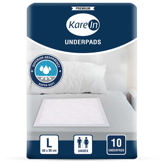 KareIn Premium Underpads, Large 60 x 90 Cm, Superior Absorbency, Leak Proof, 10 Count