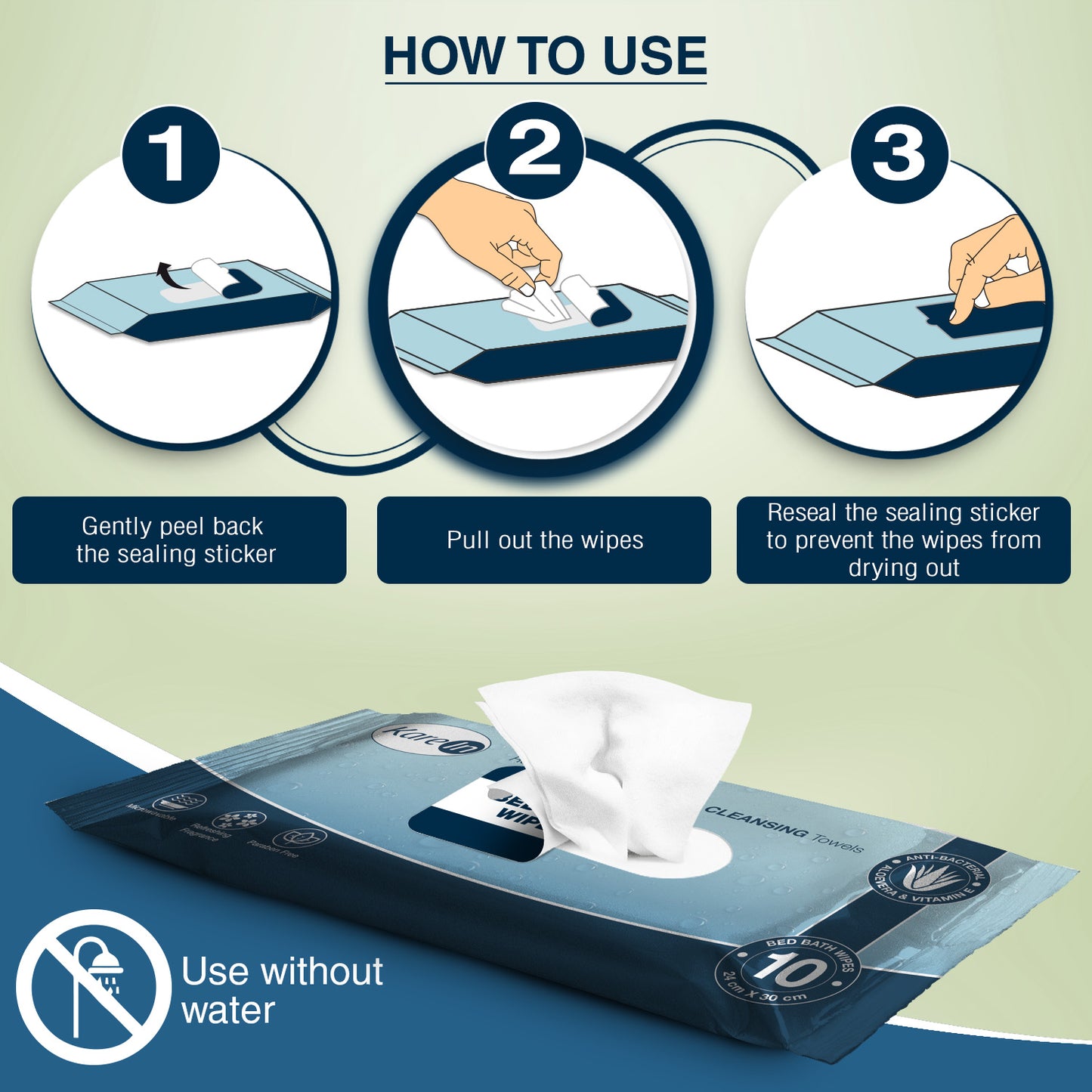 KareIn Bed Bath Wipes, Adult Wet Wipes, Adult Bath Wipes, Anti Bacterial, Ready To Use Cleansing Towels, Refreshing Sponge Bath Towel, For Men & Women, 120 Wipes, Pack of 12