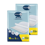 KareIn Premium Underpads, Large 60 x 90 Cm, Superior Absorbency, Leak Proof, Pack of 2, 20 Count