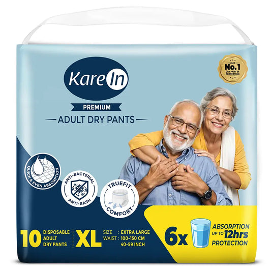 KareIn Premium Adult Diaper Pants, Extra Large 100 - 150 Cm (40"- 59"), Unisex, Leakproof, Elastic Waist, Wetness Indicator, 10 Count