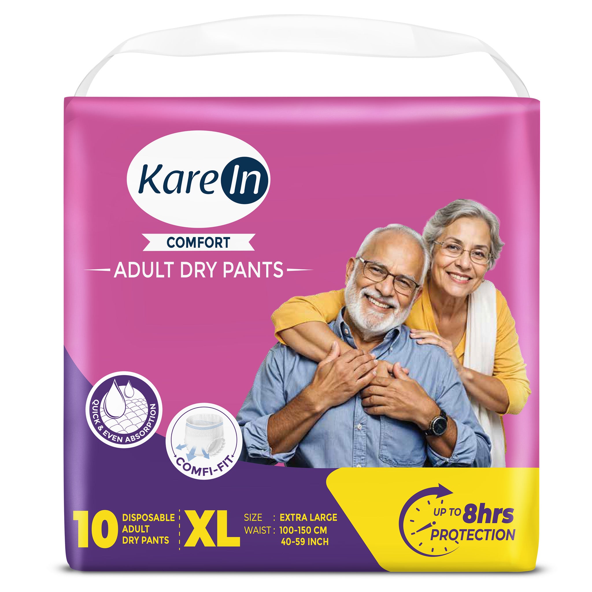KareIn Comfort Adult Diaper Pants,Unisex, Leakproof, Elastic Waist, Wetness Indicator, 10 Count