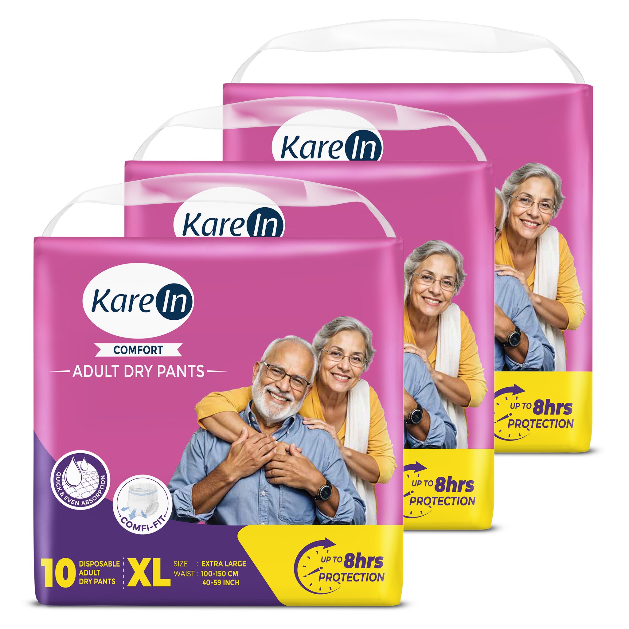 KareIn Comfort Adult Diaper Pants,Unisex, Leakproof, Elastic Waist, Wetness Indicator, 10 Count