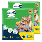 KareIn Classic Adult Diaper Pants, Extra Large 100 - 150 Cm (40"- 59"), Unisex, Leakproof, Elastic Waist, Wetness Indicator, Pack of 2,20 Count