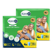 KareIn Classic Adult Diaper Pants, Large 90-120 Cm (35"- 47"), Unisex, Leakproof, Elastic Waist, Wetness, Indicator, Pack of 2, 20 Count