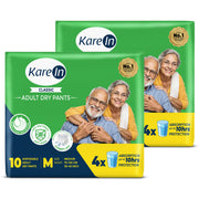 KareIn Classic Adult Diaper Pants, Medium 75 - 100 Cm (30"- 40"), Unisex, Leakproof, Elastic Waist, Wetness, Indicator, Pack of 2, 20 Count