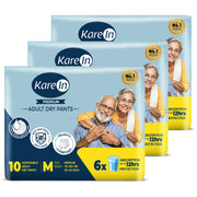 KareIn Premium Adult Diaper Pants, Medium 75 - 100 Cm (30"- 40"), Unisex, Leakproof, Elastic Waist, Wetness, Indicator, Pack of 3, 30 Count