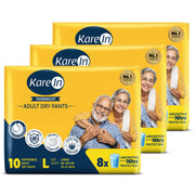 KareIn Overnight Adult Diaper Pants, Large 90-120 Cm (35"- 47"), Unisex, Leakproof, Elastic Waist, With Aloe Vera Lotion, Anti-Bacterial, ADL, Wetness Indicator, 30 Count
