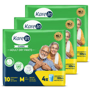 KareIn Classic Adult Diaper Pants, Medium 75 - 100 Cm (30"- 40"), Unisex, Leakproof, Elastic Waist, Wetness, Indicator, Pack of 3, 30 Count