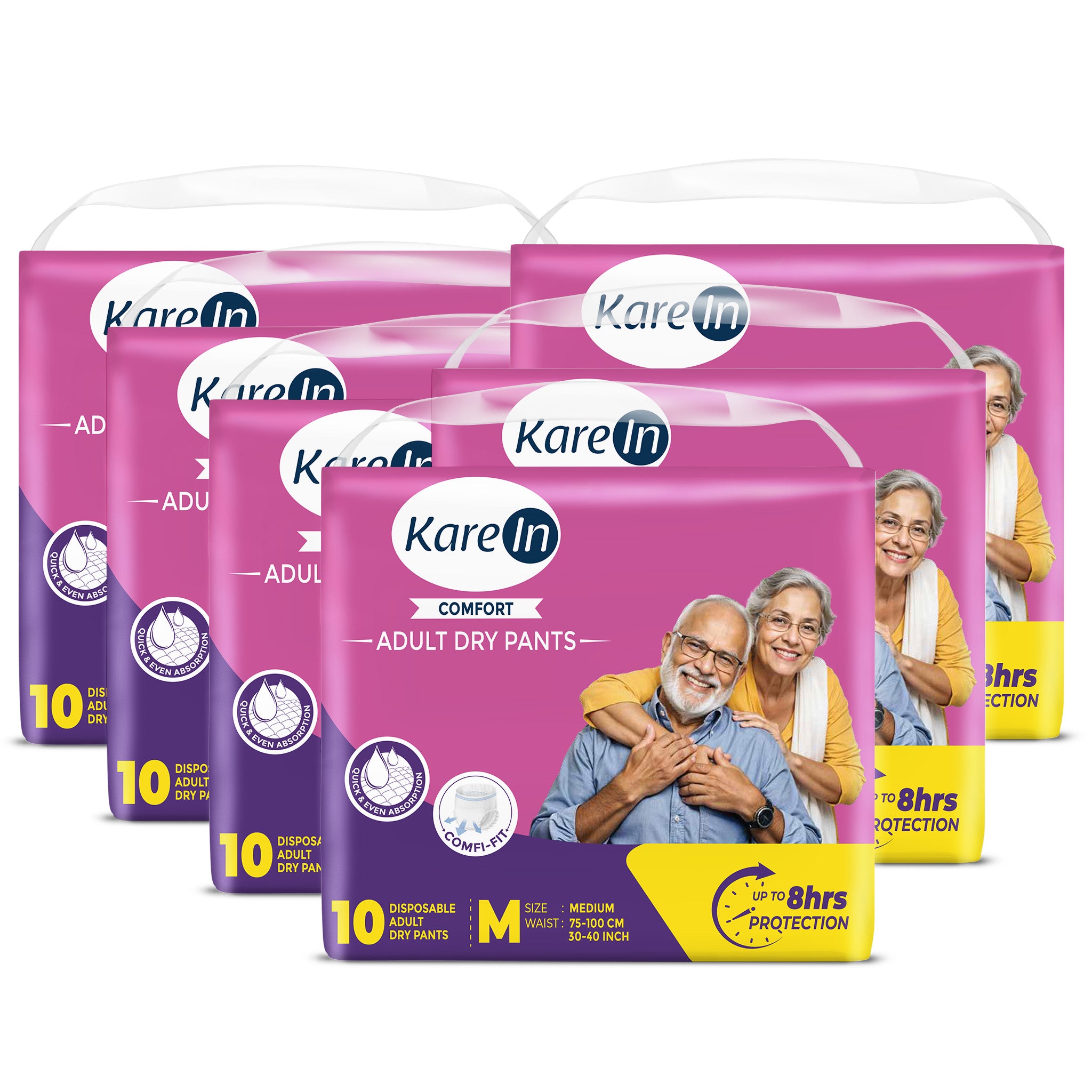 KareIn Comfort Adult Diaper Pants,Unisex, Leakproof, Elastic Waist, Wetness Indicator, 10 Count