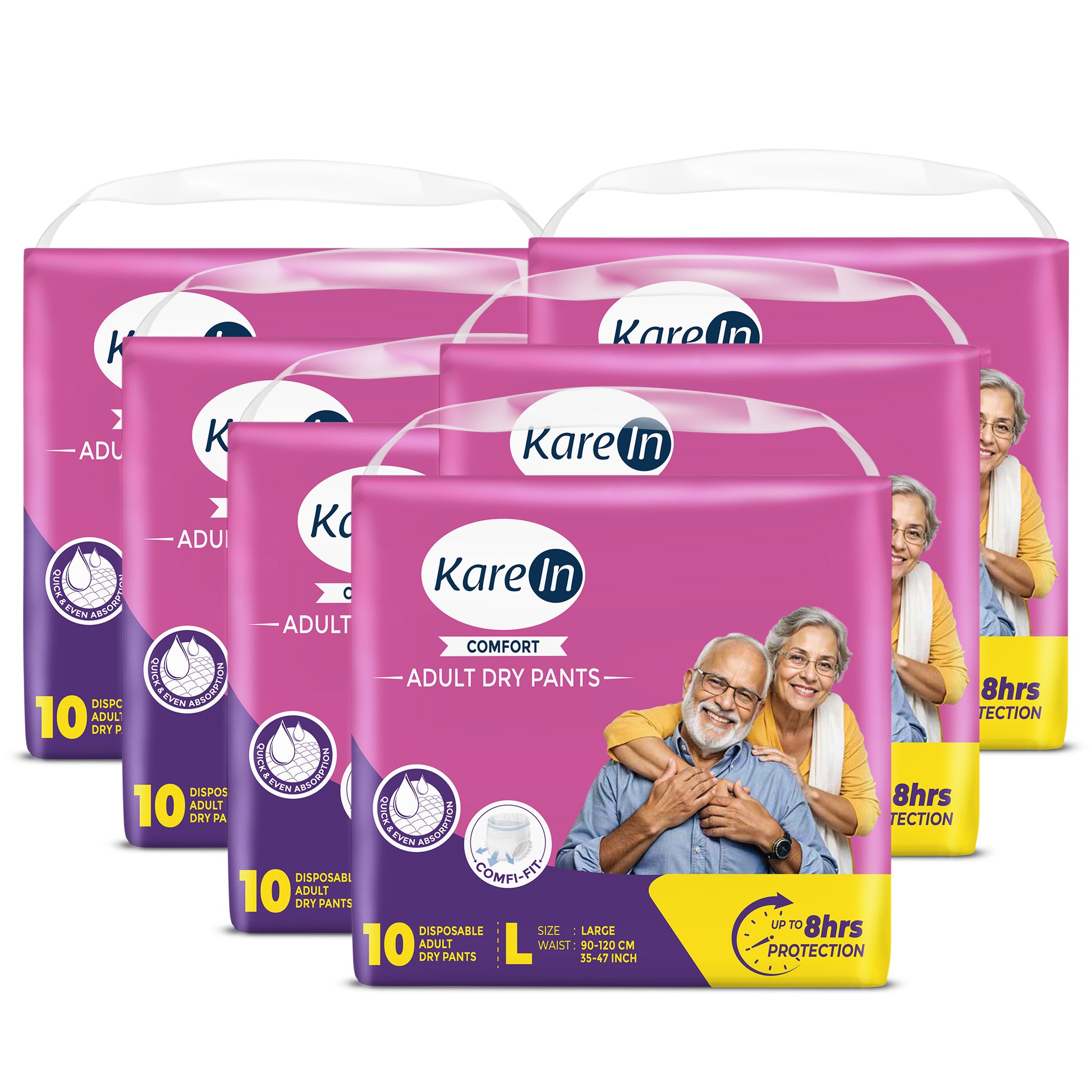 KareIn Comfort Adult Diaper Pants,Unisex, Leakproof, Elastic Waist, Wetness Indicator, 10 Count