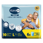 KareIn Premium Adult Diaper Pants, Large 90-120 Cm (35"- 47"), Unisex, Leakproof, Elastic Waist, Wetness, Indicator, 10 Count