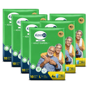 KareIn Classic Adult Diapers, Large, Waist Size 101-139 Cm (40"-55"), Tape Style, Unisex, High Absorbency, Leak Proof, Wetness Indicator, Pack of 6, 60 diapers