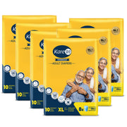 KareIn Overnight Adult Diapers, Extra Large, Waist Size 127-165 Cm (50"-65"), Tape Style, High Absorbency, Odour Free, With Aloe Vera Lotion, Anti-Bacterial, ADL, Leak Proof, Pack of 6, 60 Count