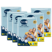 KareIn Premium Adult Diapers, Large, Waist Size 101-139 Cm (40"-55"), Tape Style, Unisex, High Absorbency, Leak Proof, Wetness Indicator, Pack of 6, 60 diapers