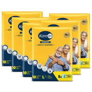 KareIn Overnight Adult Diapers, Large, Waist Size 101-139 Cm (40"-55"), Tape Style, High Absorbency, Odour Free, With Aloe Vera Lotion, Anti-Bacterial, ADL, Leak Proof, Pack of 6, 60 Count