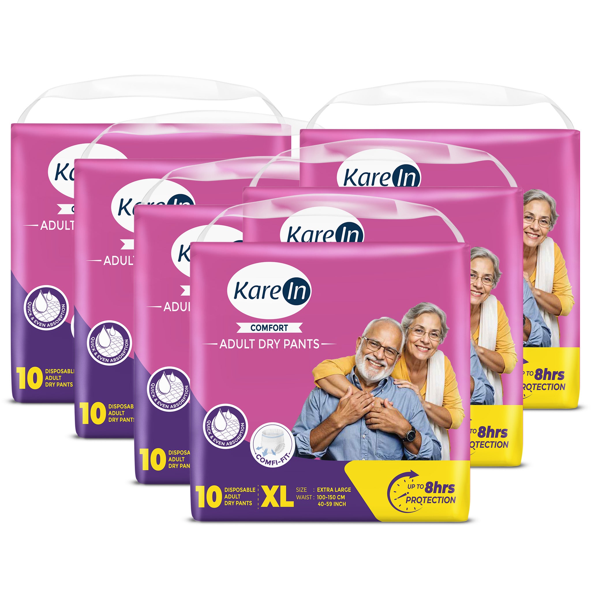 KareIn Comfort Adult Diaper Pants,Unisex, Leakproof, Elastic Waist, Wetness Indicator, 10 Count