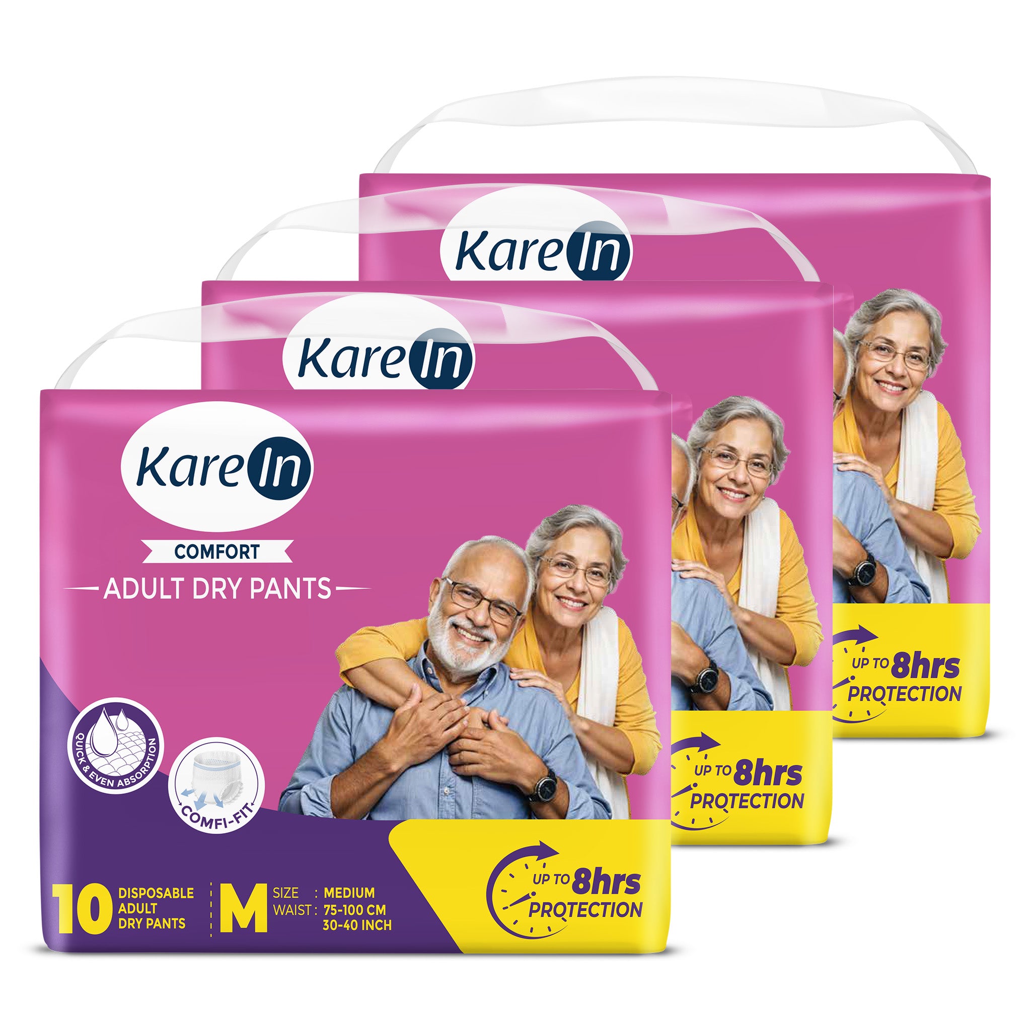 KareIn Comfort Adult Diaper Pants,Unisex, Leakproof, Elastic Waist, Wetness Indicator, 10 Count