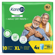KareIn Classic Adult Diaper Pants, Extra Large 100 - 150 Cm (40"- 59"), Unisex, Leakproof, Elastic Waist, Wetness Indicator, 10 Count