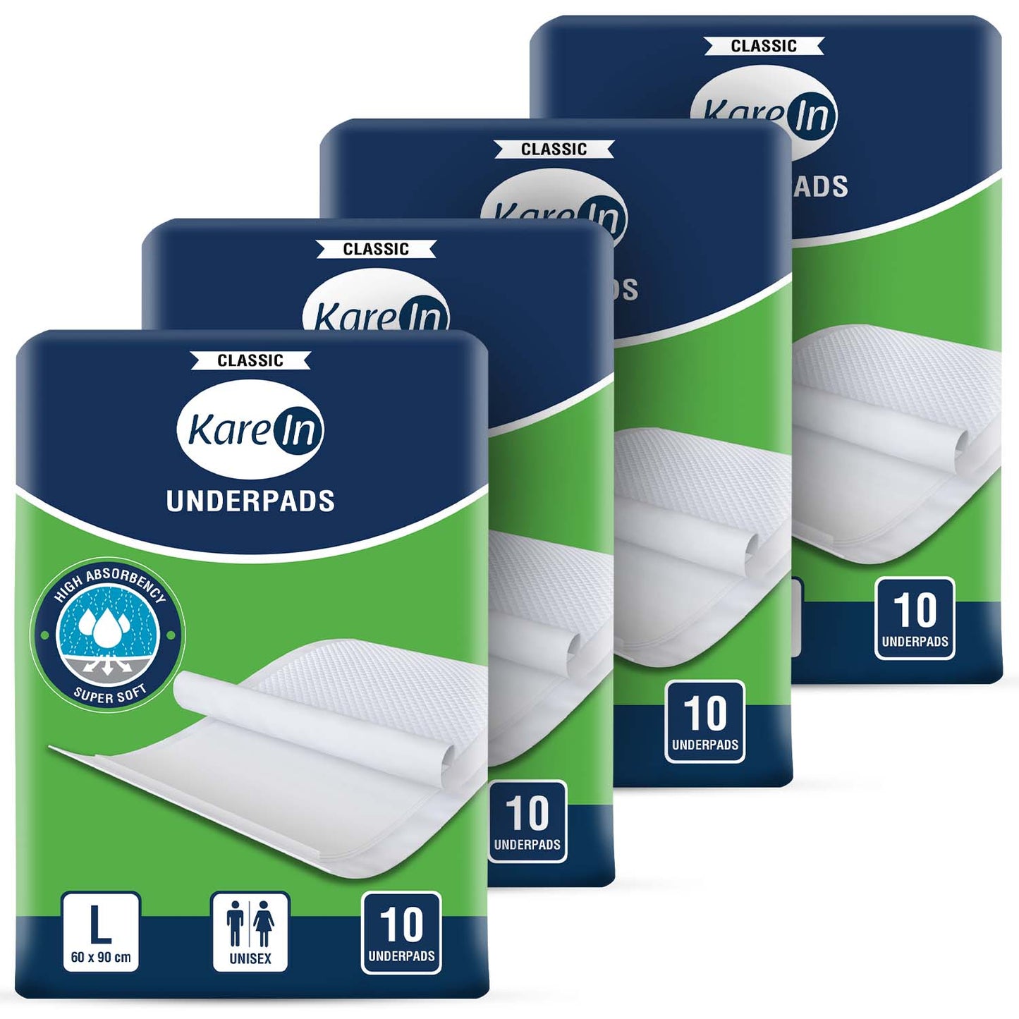 KareIn Classic Underpads, Large 60 x 90 Cm, Superior Absorbency, Leak –  Karein online