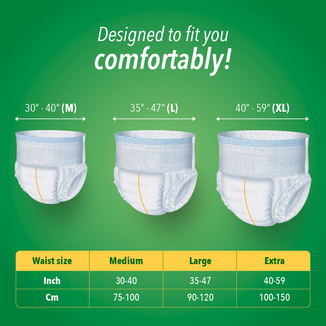 KareIn Classic Adult Diaper Pants, Large 90-120 Cm (35"- 47"), Unisex, Leakproof, Elastic Waist, Wetness, Indicator, 10 Count