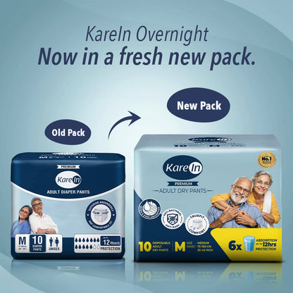 KareIn Premium Adult Diaper Pants, Large 90-120 Cm (35"- 47"), Unisex, Leakproof, Elastic Waist, Wetness, Indicator, 10 Count