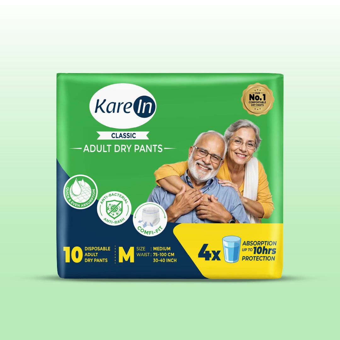 KareIn Classic Adult Diaper Pants, Medium 75 - 100 Cm (30"- 40"), Unisex, Leakproof, Elastic Waist, Wetness, Indicator, Pack of 3, 30 Count