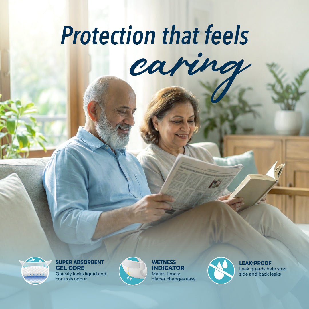 KareIn Premium Adult Diapers, Large, Waist Size 101-139 Cm (40"-55"), Tape Style, Unisex, High Absorbency, Leak Proof, Wetness Indicator, Pack of 6, 60 diapers