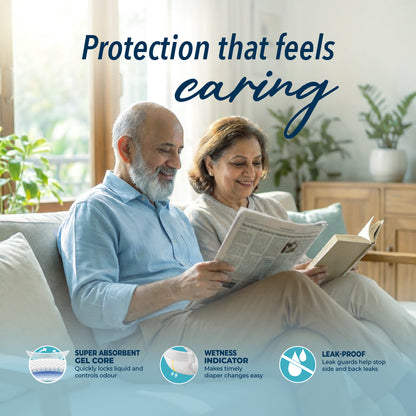 KareIn Premium Adult Diapers, Large, Waist Size 101-139 Cm (40"-55"), Tape Style, Unisex, High Absorbency, Leak Proof, Wetness Indicator, Pack of 6, 60 diapers