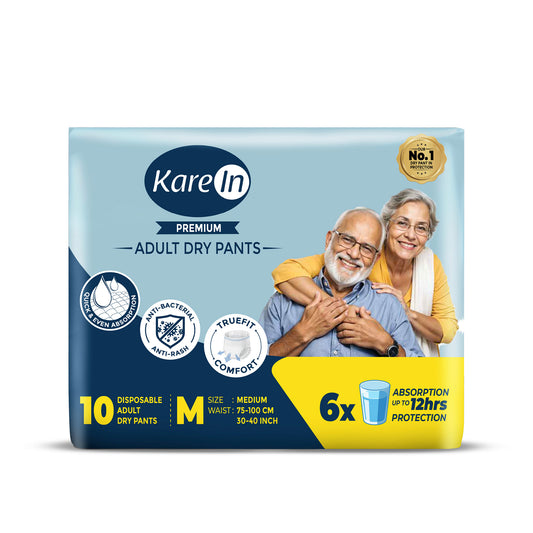 KareIn Premium Adult Diaper Pants, Medium 75 - 100 Cm (30"- 40"), Unisex, Leakproof, Elastic Waist, Wetness, Indicator, Pack of 3, 30 Count